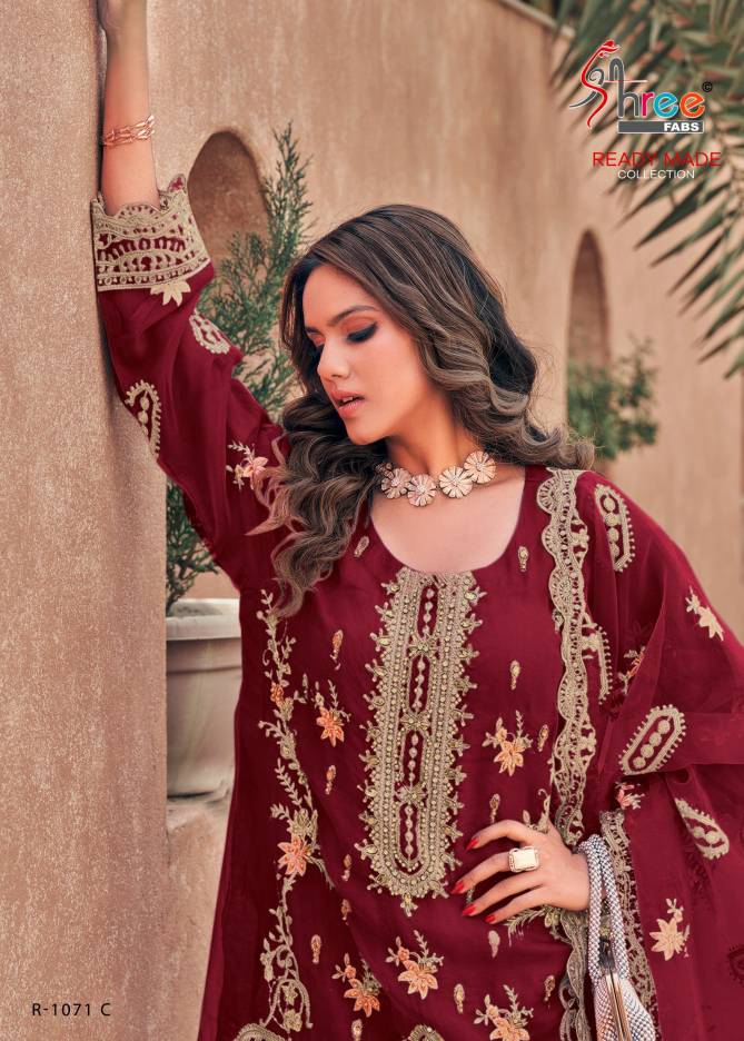 R 1071 By Shree Embroidery Organza Pakistani Suits Wholesale Market In Surat